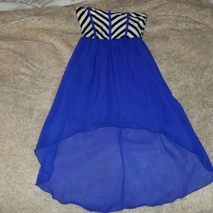 High low strapless dress